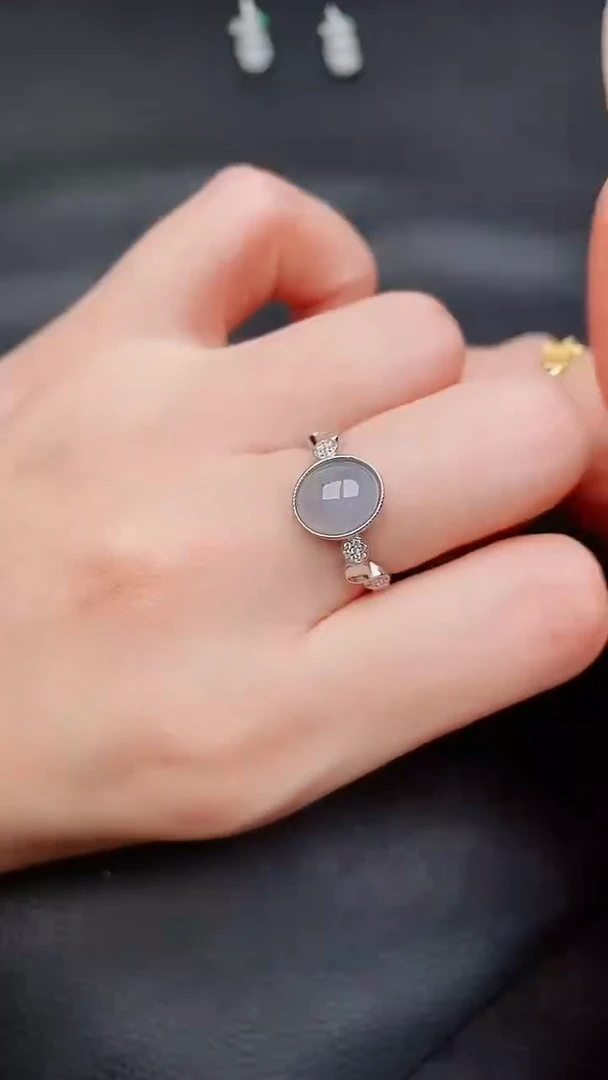 银S925镶嵌戒指翡翠...