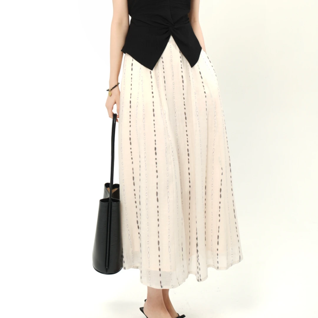 【芝士Cheese】中古情话 夏季松紧腰百搭休闲印花设计小众半身裙