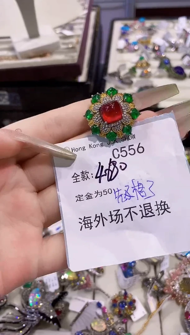 红宝石戒指银S925镶嵌香港珠宝展专场不退换