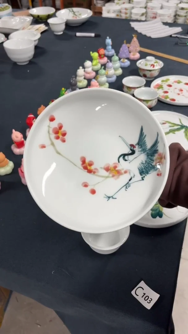 景德镇陶瓷食品级手绘釉中彩-壶承