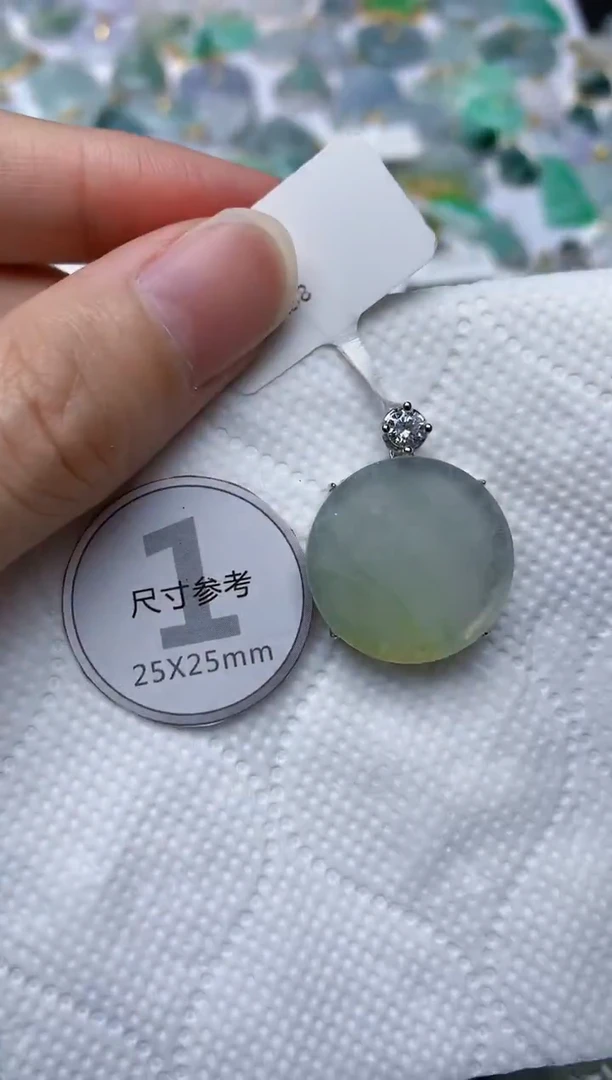 颈饰银S925镶嵌翡翠天然A货翡翠