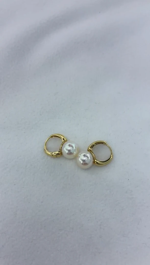18K金镶嵌耳饰海水珍珠耳扣8.5-9