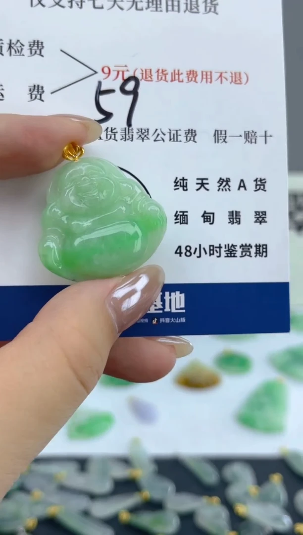 颈饰18K金镶嵌翡翠天然A货翡翠