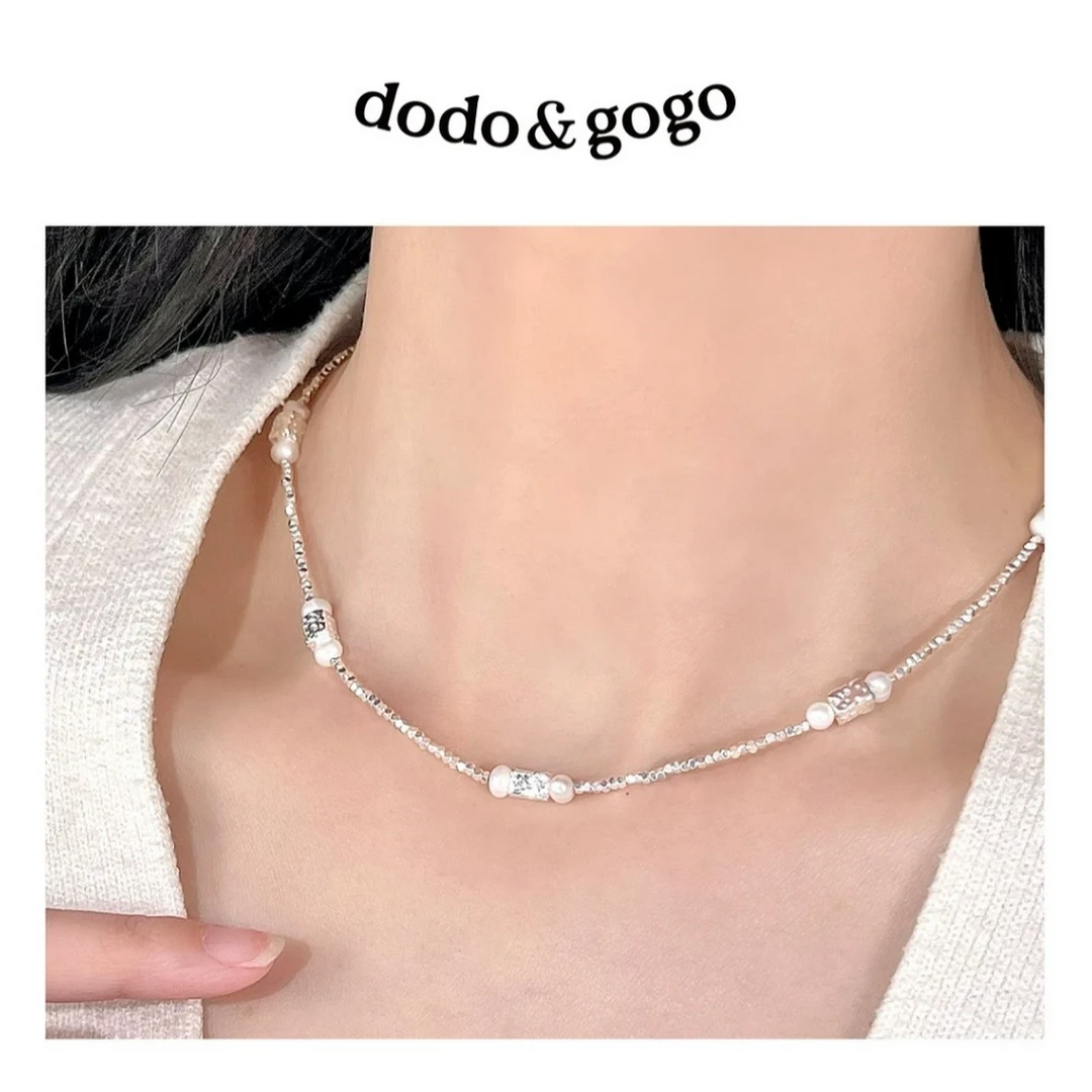 DODOGOGO 合金项链 时尚百搭简约高级韩系氛围感珠珠项链