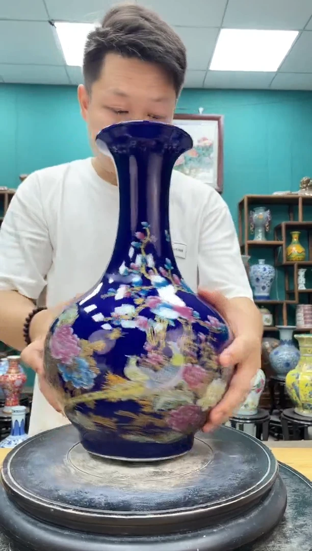 摆件祭蓝赏瓶陶瓷摆件