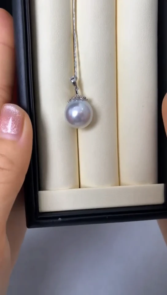 【闪购商品】定制海水珍珠吊坠(不含链)18K金镶嵌澳白珍珠13-14mm