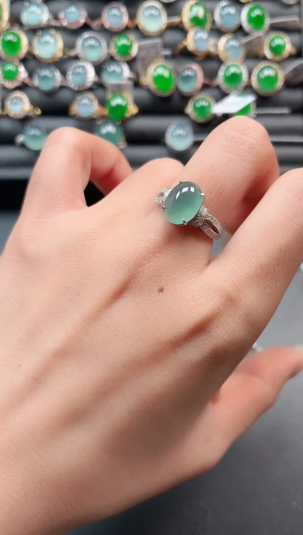 银S925镶嵌戒指翡翠11