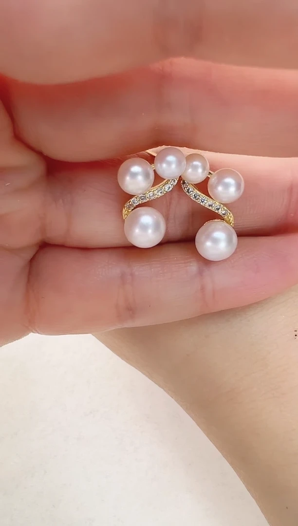 【闪购商品】淡水珍珠耳饰合金三珠音符