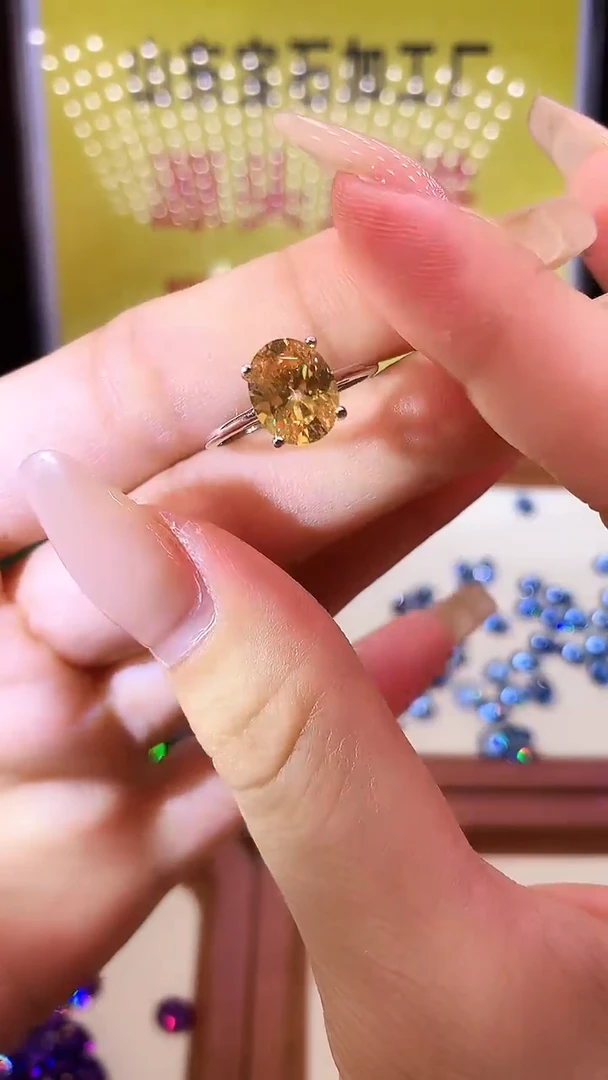 黄晶戒指银S925镶嵌1111