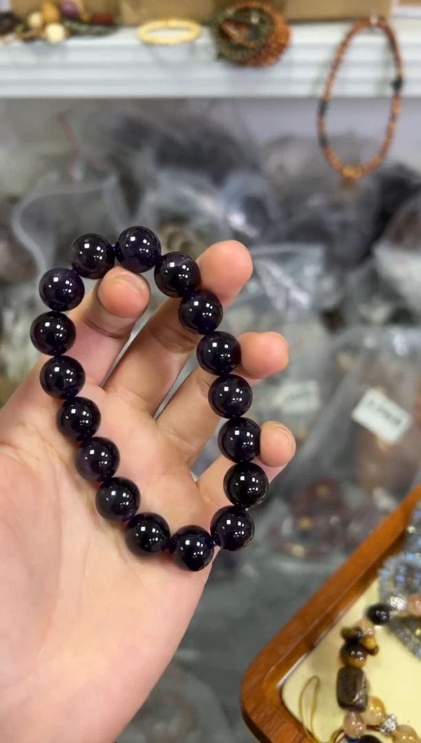 【闪购商品】水晶手链未镶嵌浓郁紫水晶圆珠手串[604]