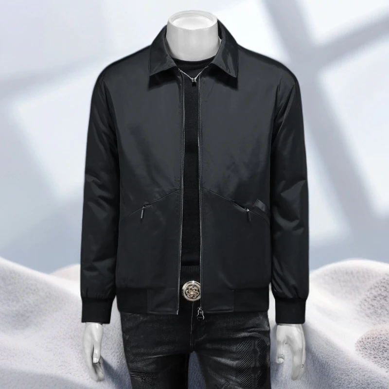 宾斯洛特翻领鹅绒羽绒服男秋冬新款男士时尚休闲大码羽绒衣厚外套