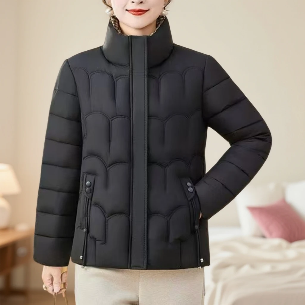 【小妹轻奢女装】秋冬显瘦宽松格子拼接常规款纯色长袖连帽棉服8863