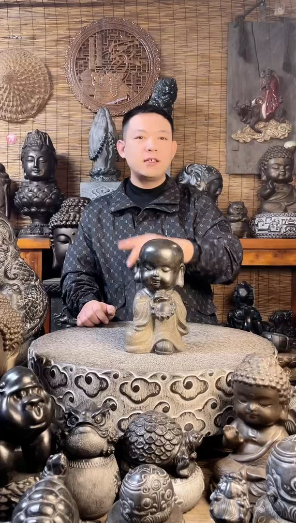 【闪购商品】23小沙弥天然青石雕刻