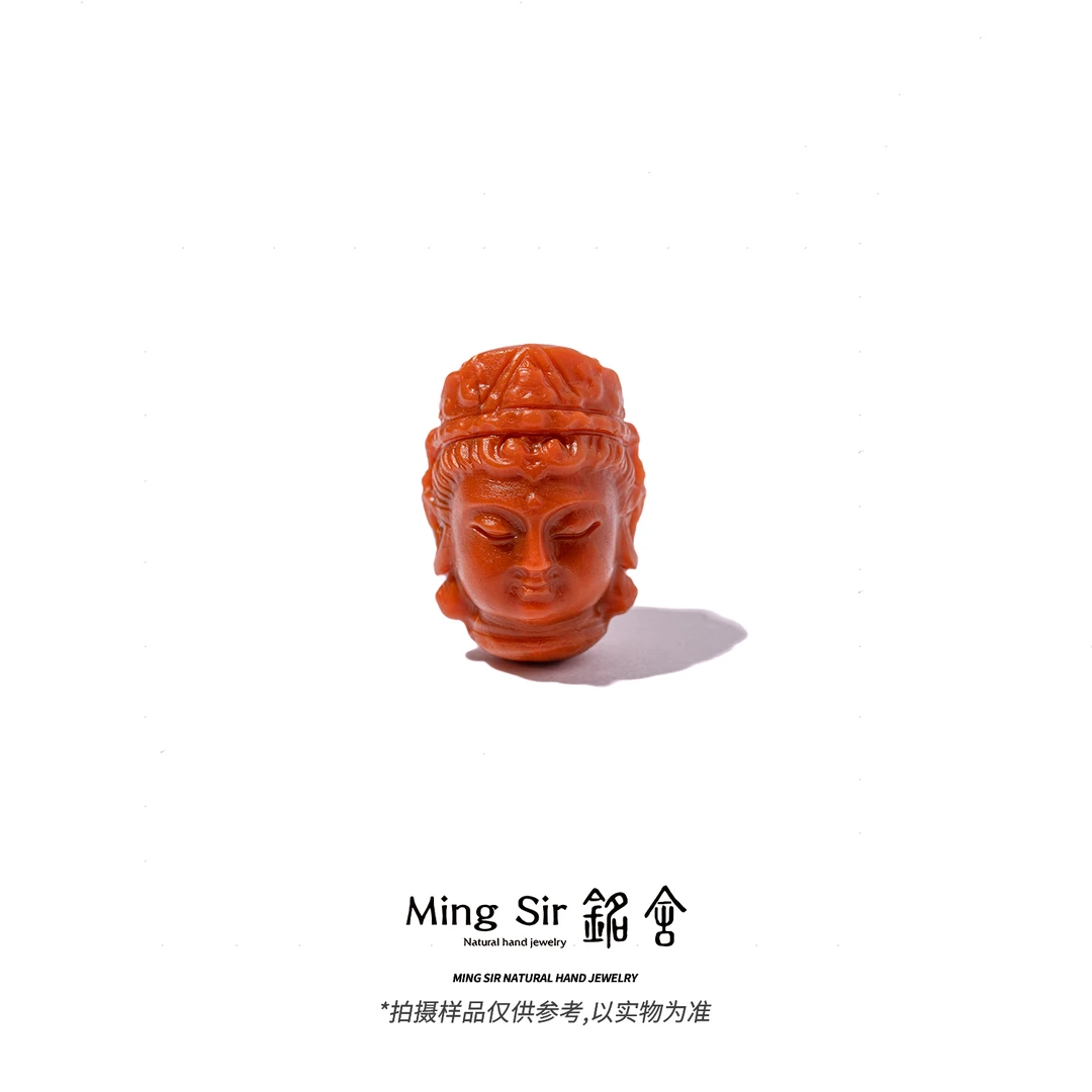 【铭舍】天然南红玛瑙满色满肉观音雕刻单珠裸石DIY-6.16