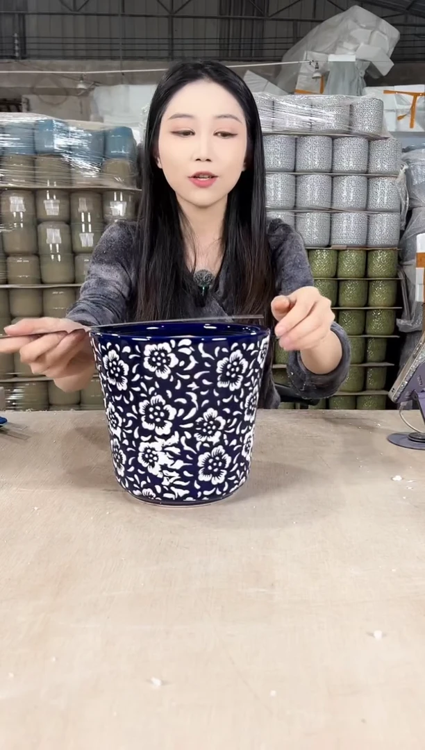 【闪购商品】陶瓷收腰蓝白花中号20x18