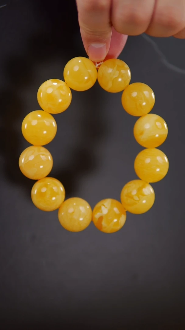 未镶嵌蜜蜡手串焦皮料圆珠手串66.8