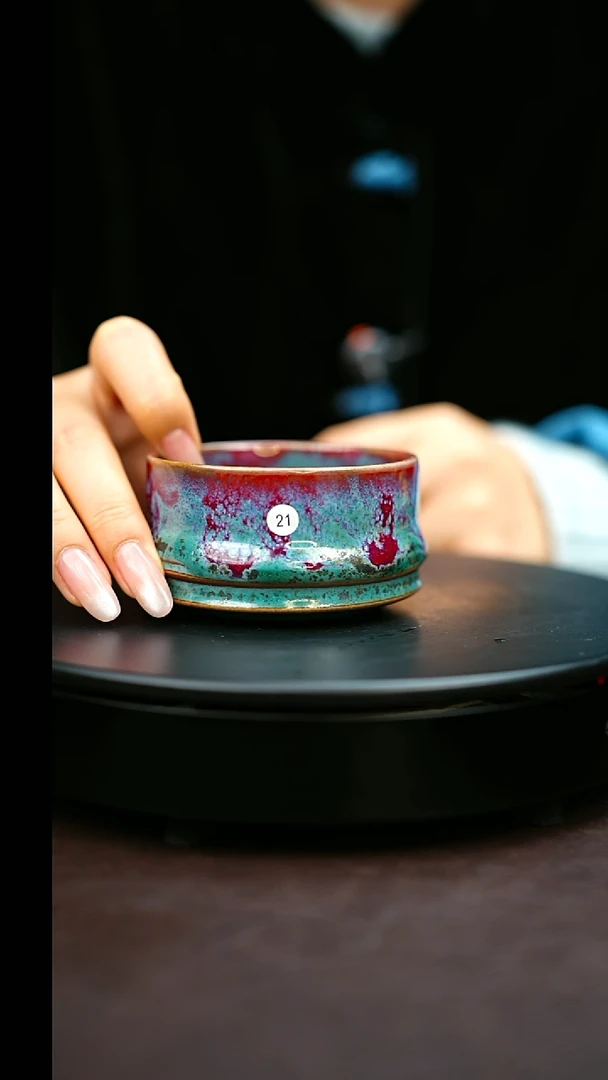 21#原矿钧瓷炉钧釉马蹄杯