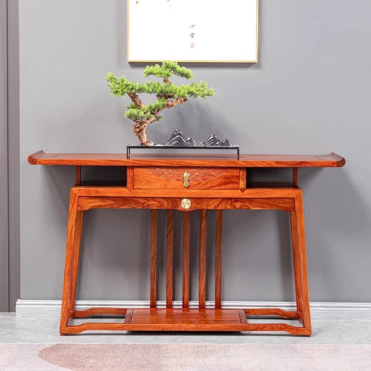原木家具红木家具花梨木中式玄关供桌包铜供台 刺猬紫檀现代条案