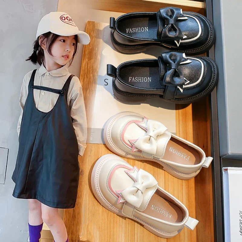 女童鞋子小皮鞋2025春秋季新款儿童洋气公主鞋蝴蝶结软底女孩单鞋