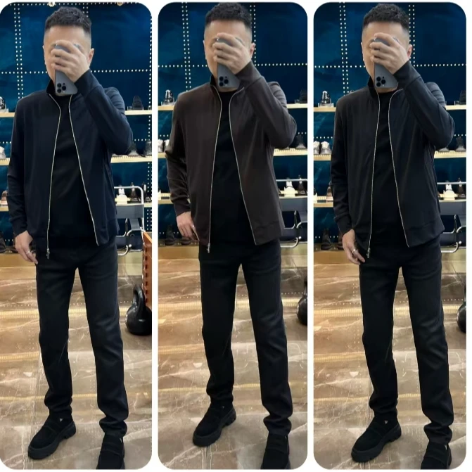162秋冬莫代尔棉高弹商务休闲超轻双拉链开衫