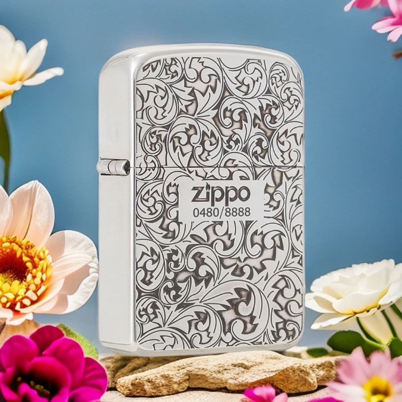 【老李推荐】zippo打火机唐草繁花1941镀银双面DYJ1
