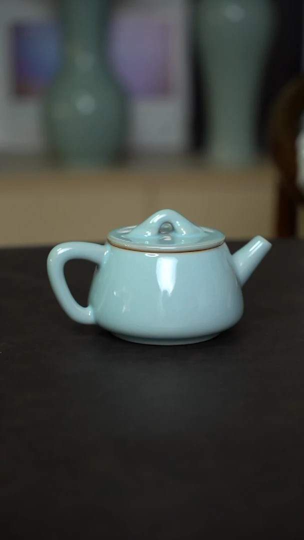 杯子瓷天青釉石瓢壶全手工