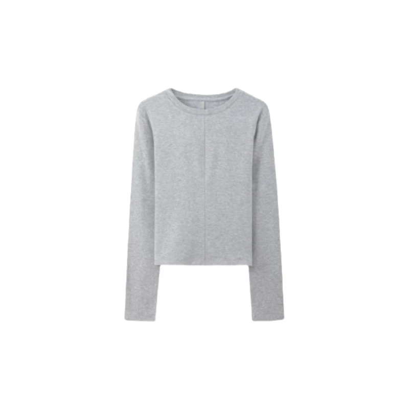 女装上衣圆领修身长袖时尚套头打底衫-8943