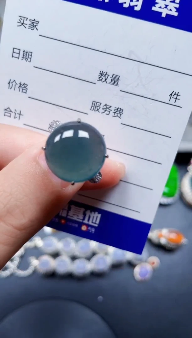 银S925镶嵌戒指翡翠308