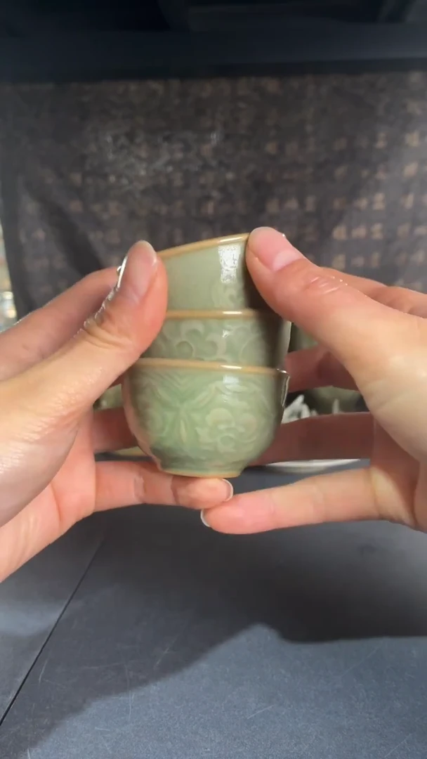 耀州窑仰山小酒盅三个一组