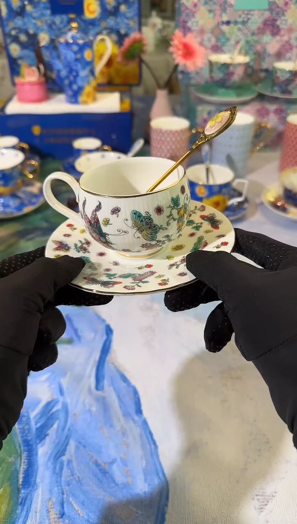 【闪购商品】瓷片骨瓷手绘描金可进微波炉洗碗机