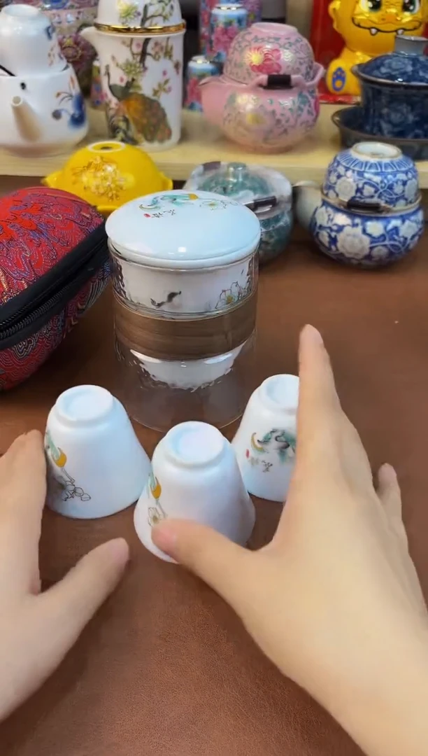 陶瓷茶具摆件旅行套组