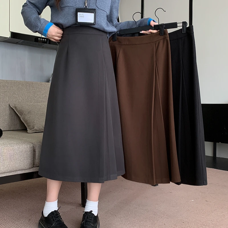 2024冬装新款胖mm大码女百搭高腰显瘦加厚保暖A字半身裙33292