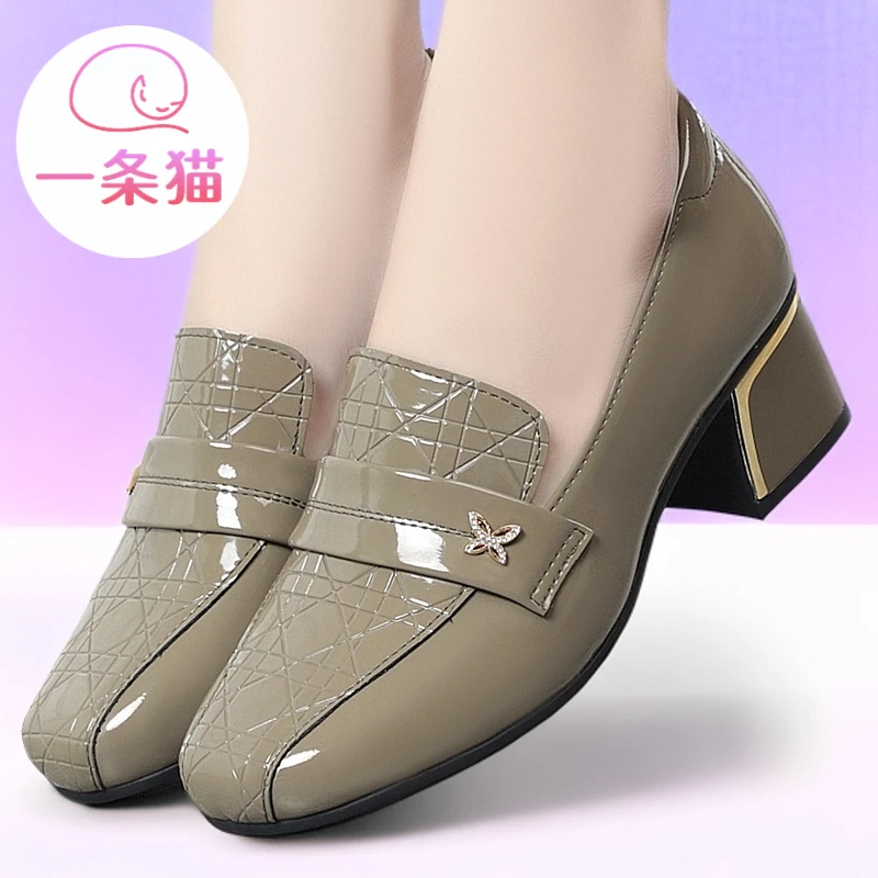 一条猫高端大气上档次女士皮鞋一脚蹬小众百搭乐福单鞋中年妈妈鞋