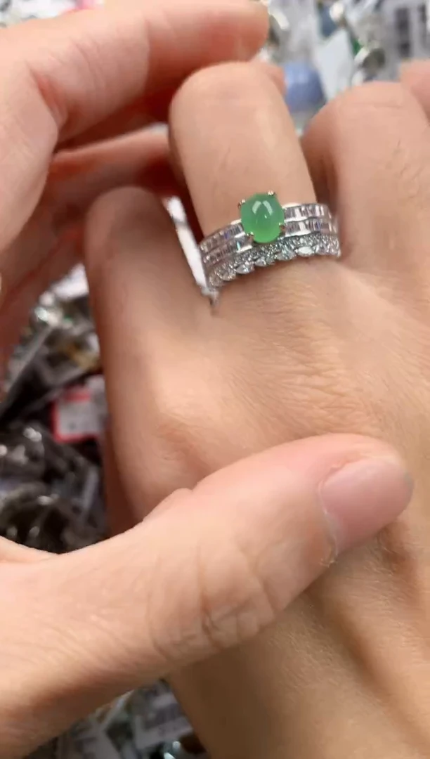 银S925镶嵌戒指翡翠333          7