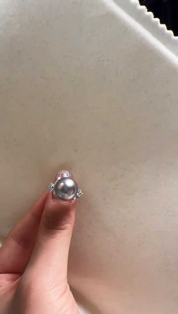 银S925镶嵌海水珍珠DA 大溪地戒指 12-13 xh040