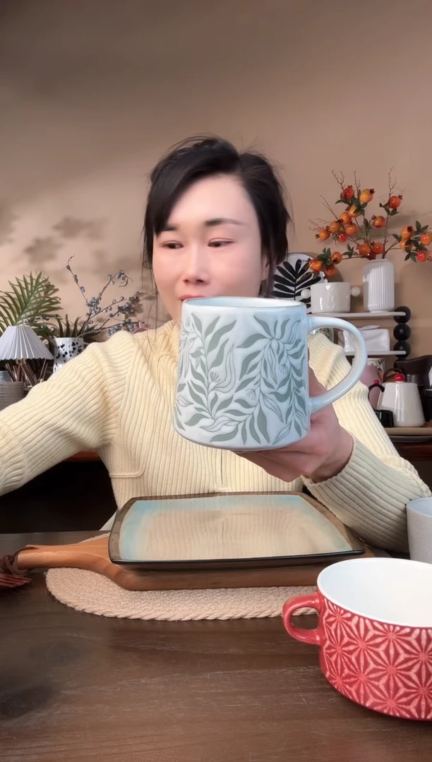 【闪购商品】瓷片绿叶子杯微瑕