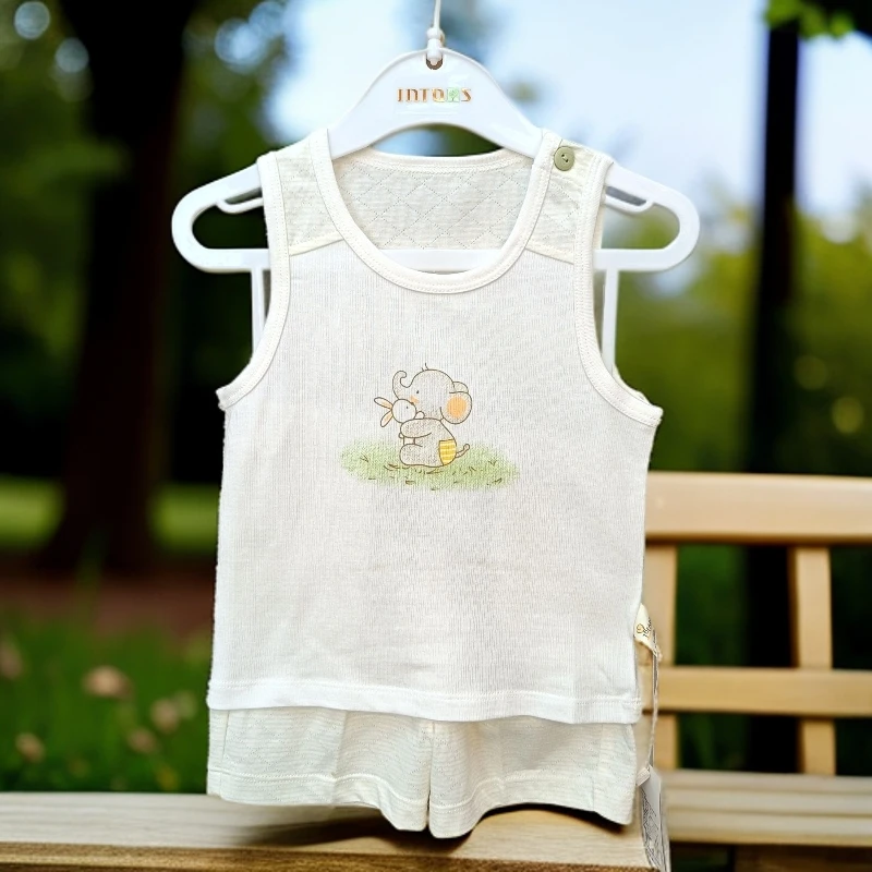 小宝宝夏季提花网眼背心套装夏装