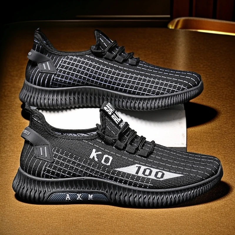 夏季休闲运动平跟春夏透气网面鞋软底潮流轻便潮鞋百搭网鞋男士