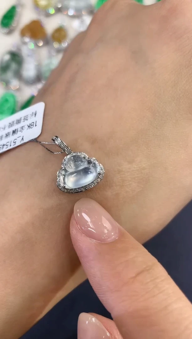 翡翠18K金镶嵌吊坠(不含链)a57