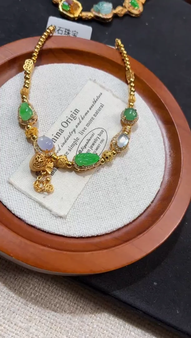 吊坠(不含链)银S925镶嵌翡翠手链