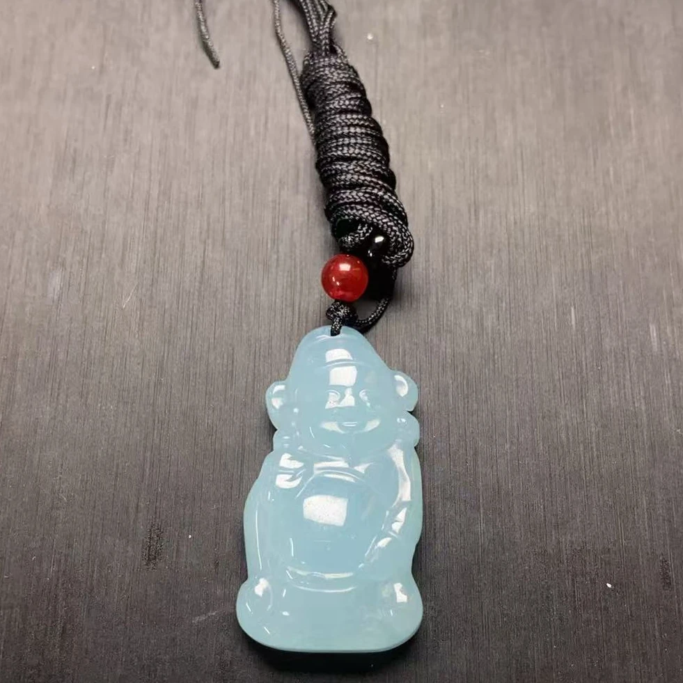 588精美天空蓝站立财神吊坠