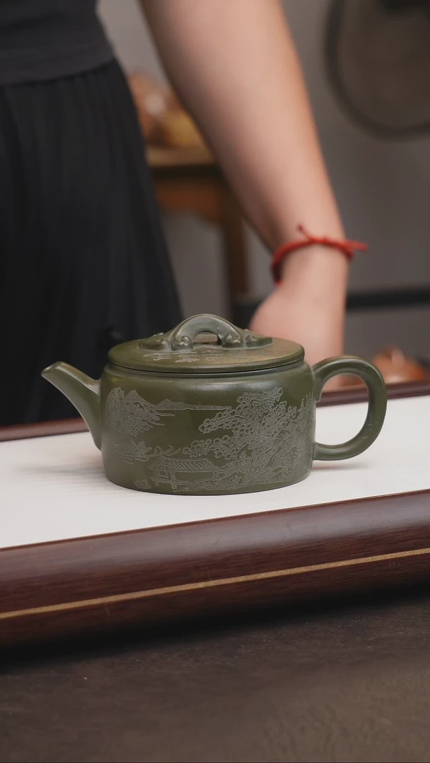 茶壶紫砂绿泥汉瓦
