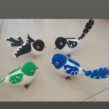 手工毛线编织的小鸟合集教程