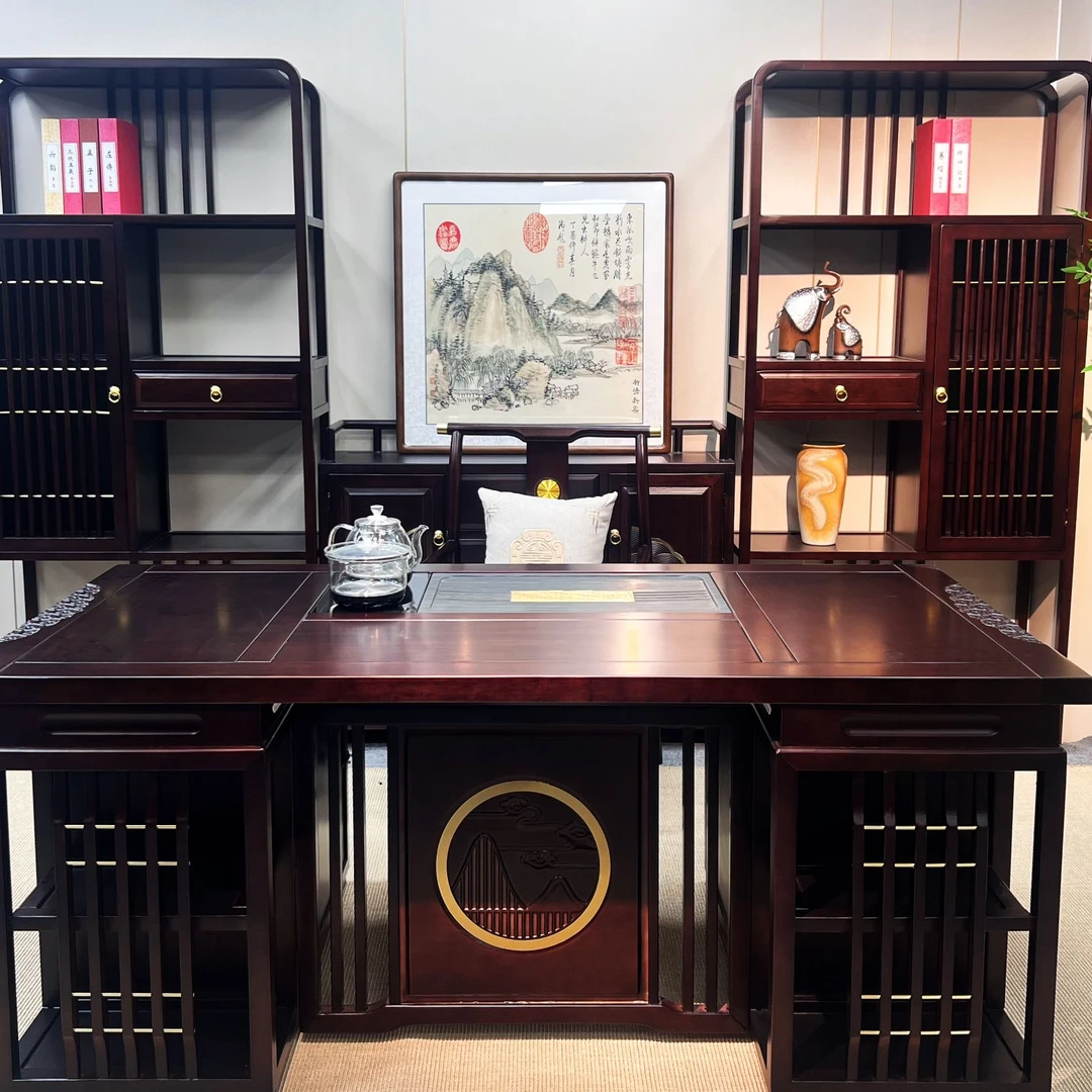 【厚德载物】印尼金花-梨木客厅实木茶台禅意风榫卯工艺干湿泡茶桌