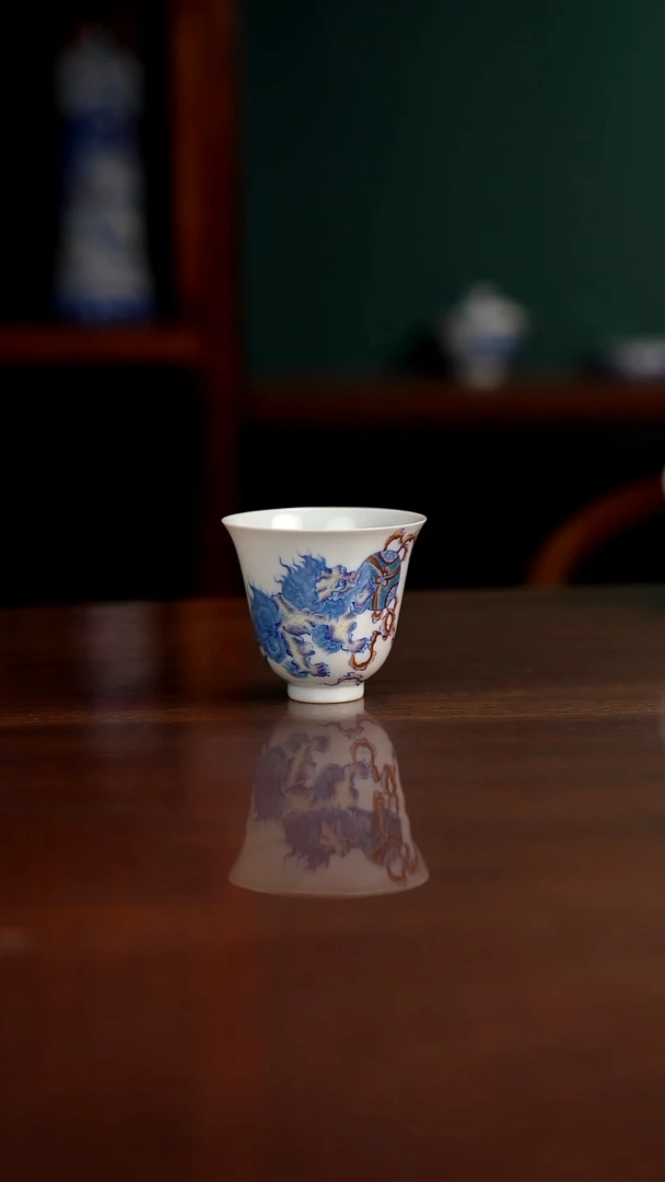 空山明月 新斗彩 双狮