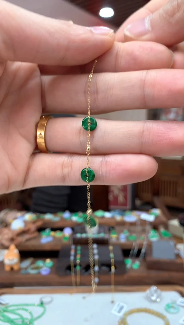 【闪购商品】翡翠手链18K金镶嵌手链多样性发货1件