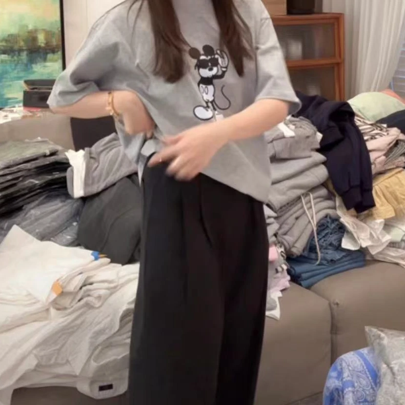 【NO退NO换】韩国东大门春款黑色灰色米老鼠T