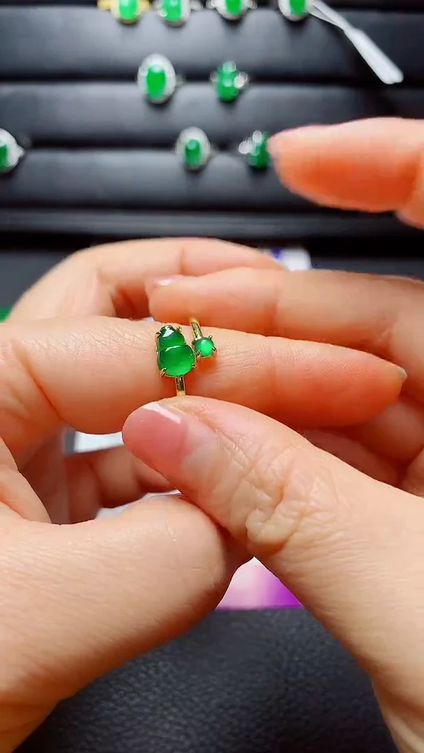 银S925镶嵌戒指翡翠天然翡翠A货s925银镶