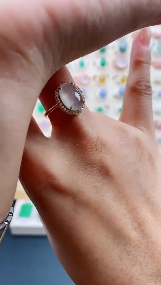 【闪购商品】翡翠戒指银S925镶嵌缅甸天然A货翡翠444  3+9