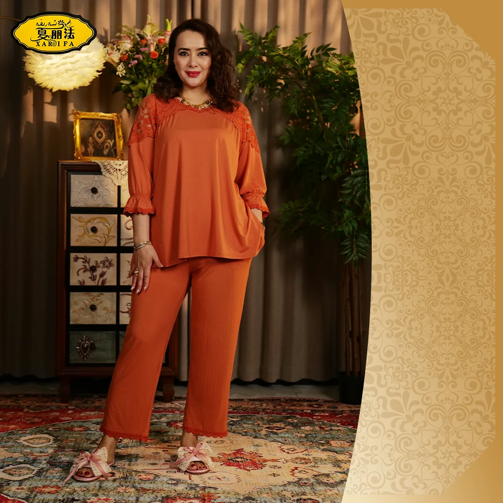 xarifa莫代尔烫钻女士睡衣套装家居服两件套休闲宽松舒适3136